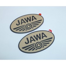 STICKERS 3D - JAWA - PAIR - BEIGE BACKGROUND, BLACK LETTERS (INDIA MADE, UNI PART)